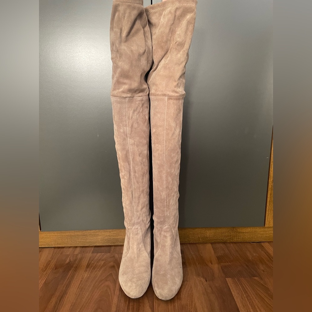 Stuart Weitzman Boots, Over-the-knee, gray suede size 7